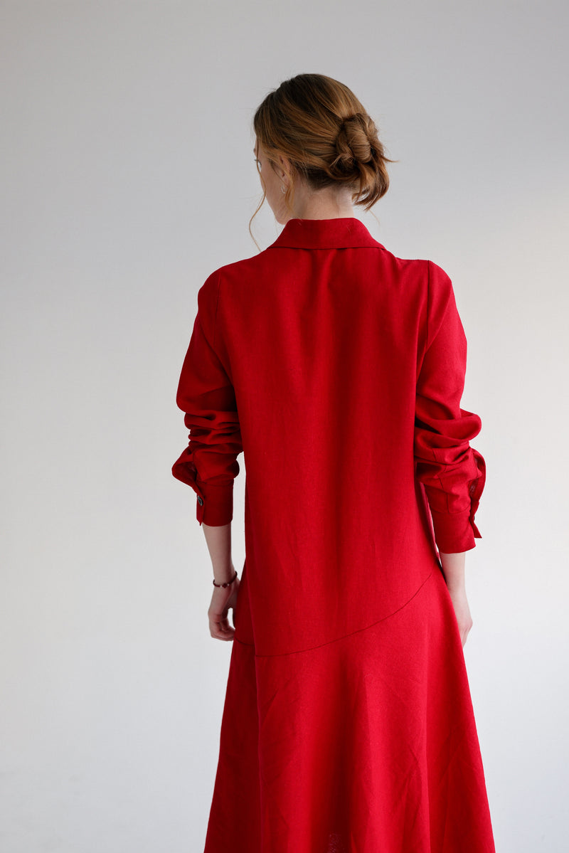 Linen dress in red