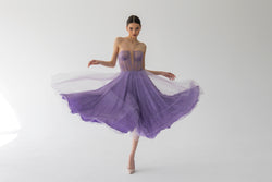 bustier tulle midi dress - by order