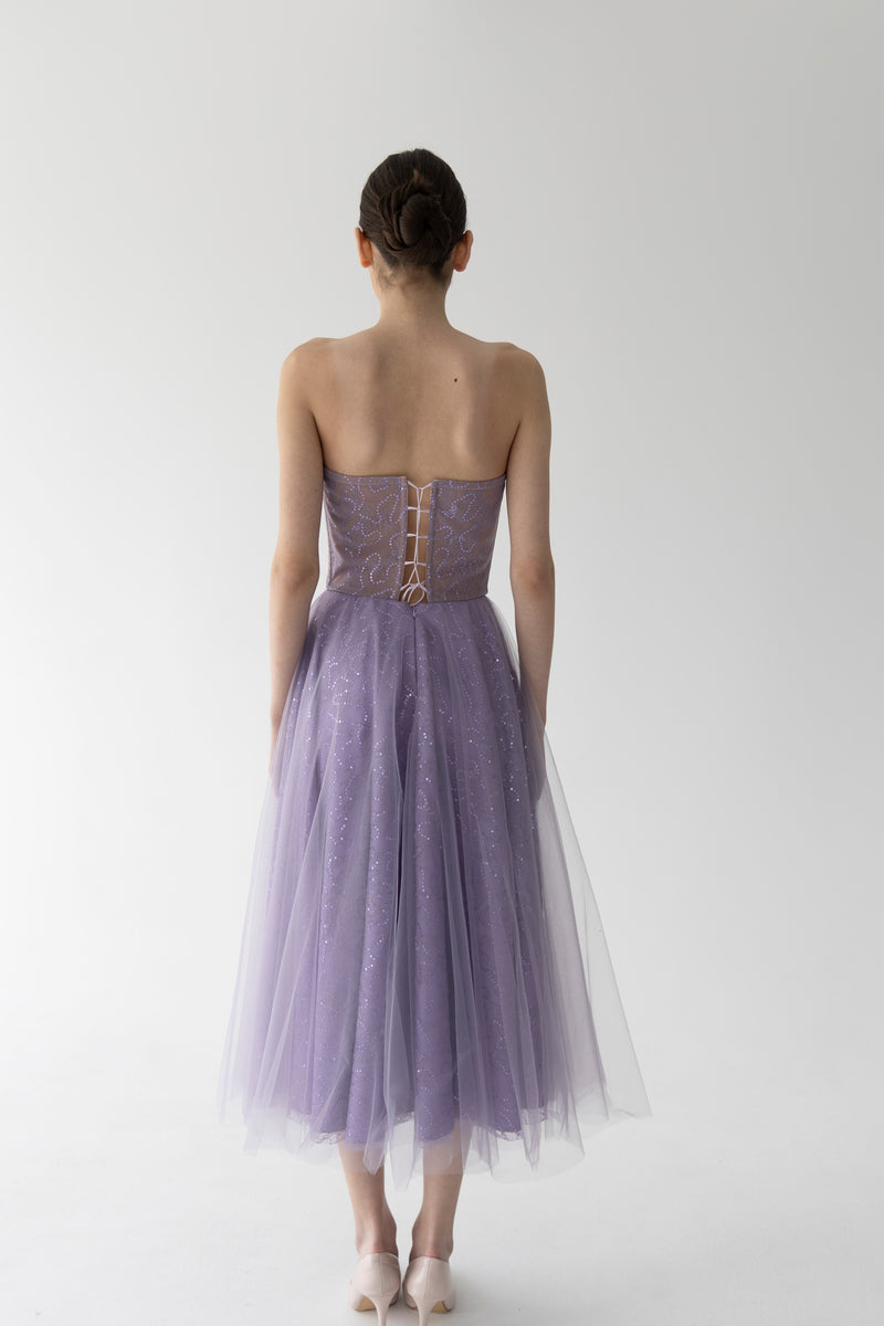 bustier tulle midi dress - by order